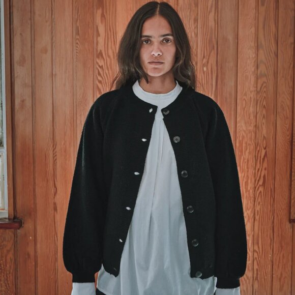 L'ENVERS GABY Balloon-Sleeve Cardigan in Alpaca - Picture 1 of 6